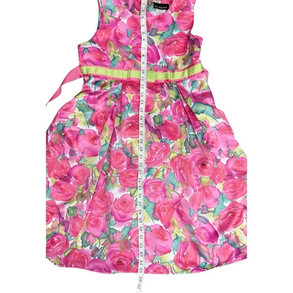 Youth Floral Satin Summer Spring Sleeveless Scoop Neck Sundress - Picture 12 of 14